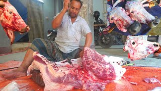 Fastest beef cutting skills by traditional butcher। Beef Cutting big knife skill | Cutting Skills