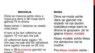 Matematike 9:Gjetja e vlerave mesatare per grupe te medha dhe perzgjedhja e vl. me te pershtatshme.