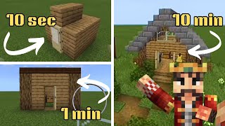 10 Second, 1 Minute, and 10 Minutes House build challenge in MINECRAFT PE