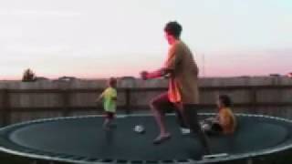 Jacob and Eli on a trampoline