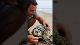 Turtle Freed from Barnacles and Returned to the Ocean! Amazing Video #shorts