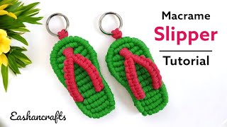 Macrame Slipper Keychain | Sandalias Macramé llavero | Macrame Keychain Tutorial