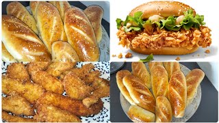 🍔خبز السندويتشات للوجبات الخفيفة والعودةالمدرسيةRecette pain sandwich  مع طريقة تحدير دجاج KFC  🍗🍟