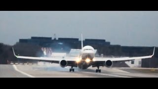 Crosswind Landing with a near tailstrike of an United Airlines Boeing 767 at Frankfurt intl.