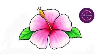 How to draw Hibiscus flower easily || flower drawing || how to draw flower #flowerdraw