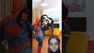 Spiderman becomes a zombie #spiderman #funny #marvel #cosplay #superhero #shorts #trending