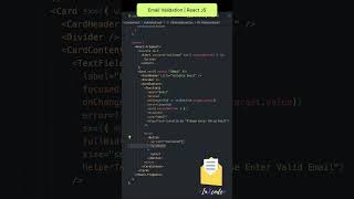 100%🔥 Email Validation in React JS #shorts #short #trending #viral #ytshorts #reactjs #reels