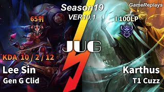 Gen G Clid JUNGLE Lee Sin VS Karthus Replay S10 / 정글 리 신 VS 카서스 관전 시즌10 - 10/2/12 Patch 10.1 KR