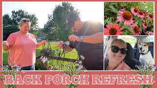 Simple RENTER FRIENDLY back porch REFRESH + checking out a NEW flea market | Spend the day with us