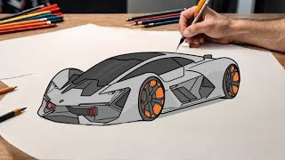 How to draw a LAMBORGHINI TERZO MILLENNIO / draw Lamborghini terzo concept 2024