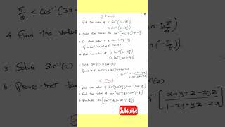 TN Class 12 Important Questions to Chapter:4.Inverse Trigonometry Functions #maths #shorts #youtube