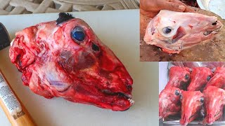 Goat Head Cutting Skills | Lamb Head Cleaning & Cutting | Amazing Cutting Style | Cutting Skills