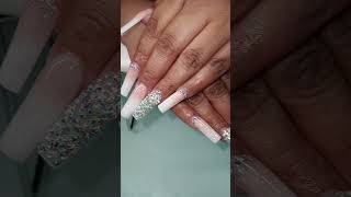 Long Ombre Square Shape • Bling nails #acrylicnails #nailtech