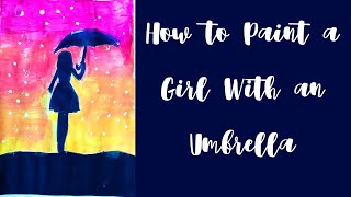 Girl with an umbrella/ Easy painting for kids