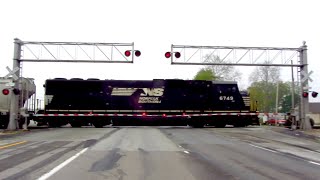 NS SD60I Leads WB Grain at US 31 Near Tipton, IN - 4/26/12