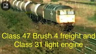 Class 47 on freight. Class 31 light engine. 1980’s trains. British Railways Trainspotters diary.