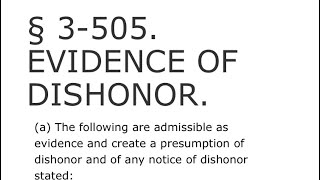 § 3-505. EVIDENCE OF DISHONOR