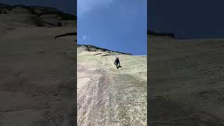 Man runs up the mountain