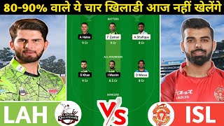 LAH vs ISL Dream11 Prediction | LAH vs ISL Dream11 Team | lah vs isl today psl t20 match | #lahvsisl