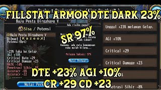 Fillstat Armor DTE Dark 23% SR 97% | DTE 23%, AGI 10% Cr 29 CD 23 #toramonline #toramonlineindonesia