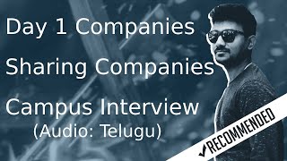 Day 1 companies in Telugu | sharing companies in Telugu | bulk companies | campus interview