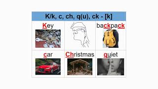 K/k, c, ch, q(u), ck - [k] and the sounds or phonemes