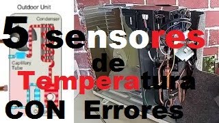 ¿Cuáles son los 5 sensores de temperatura del aire acondicionado y Qué código de error generan?