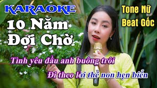 KARAOKE Mười Năm Đợi Chờ tone nữ beat gốc Thuý Phượng Bolero