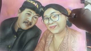 Lukis Realis Bahan Konte Dan Soft Pastel, Sepasang Suami Istri.