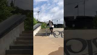 Scared to board slide 6 stair rail | skateboarding