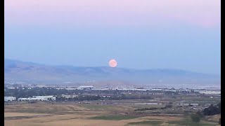 Sunset and Moon rise at Coyote Hills Park