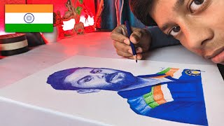 Cricketer Virat Kohli Colour Pencil Drawing, Tutorial