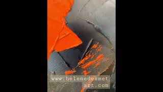 Abstract Minimal Art - expressionism painting - orange gold black white - www.helenedesmetart.com