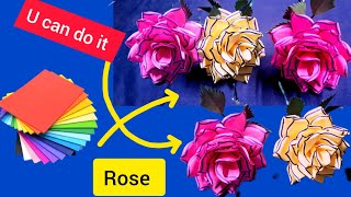 how to make rose with paper//diy///