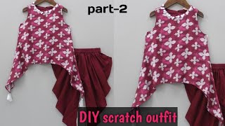 Baby outfit from scratch | Beautiful top with dhoti pant cutting & stitching 3-4 year girl | Diy top