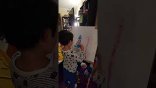 Little Boy Paints His Rocket Ship in Watercolors pt.2