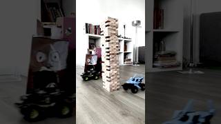 Jenga Tower Demolition Race #monsterjamtoys #jengatower #monstertruck #megalodon #monstermutt