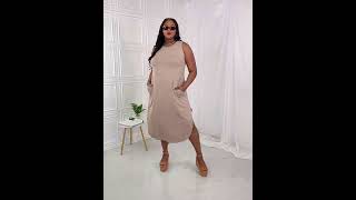 Zenana Making Music Brushed Sleeveless Midi Dress in Mocha