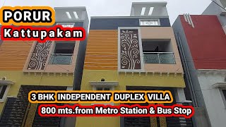 Porur Near Kattupakkam 3 BHK Independent Duplex Villa for sale|Ready to move