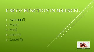 Ms-excel functions (set 2). average(),max(),min(),count(),countif()