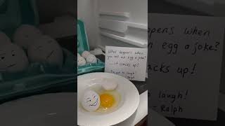 Daily Elf on the Shelf ideas. Try not to laugh. Eggs cracking up. #elfontheshelfideas #eggs