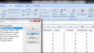 Correlation analysis using Excel