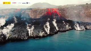 DELTA 'IMPRESSIONANTE': ENCONTRO DA LAVA DO VULCÃO COM O MAR | VULCÃO CUMBRE VIEJA