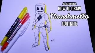 [✖‿✖] Alone [✖‿✖]: How to Draw Marshmello Fortnite Skin Ft. Alone