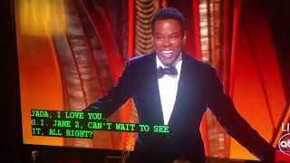 Will Smith Slaps Chris Rock at OSCARS live..ABC CUT SOUND after hit.