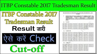 ITBP Constable 2017 Tradesman Result | ITBP Constable Tradesman Recruitment 2017 Written Exam Result