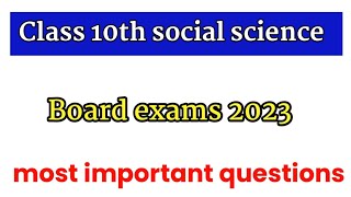 class 10th social science important questions board exams 2023 //bandana study classes