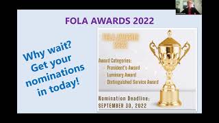 REPORT FROM FOLA EXECUTIVE DIRECTOR - SPRING PLENARY 2022