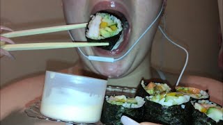 ASMR EATING SOUNDS- Sweet and spicy shrimp sushi | SHELBY XOXO’S LIFE