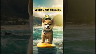 SURFING WITH SHIBA INU | #dog  #puppy #shorts #viral #trending #short #youtubeshorts #cute #cutedog